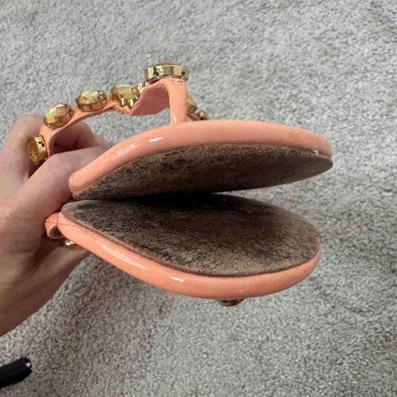 Tory Burch Peach Pink and Gold Sandals with Studded Design - Picture 4 of 7